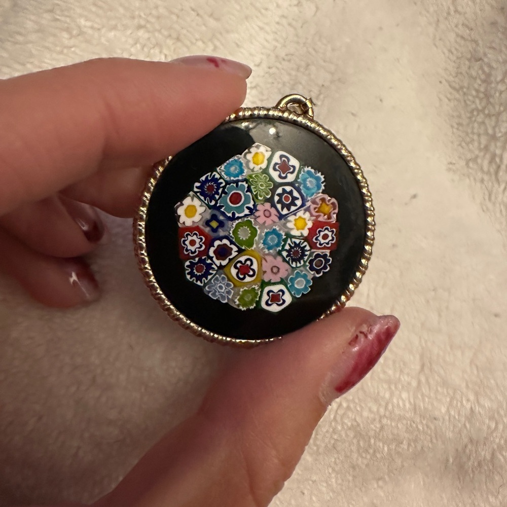 glass and sterling silver Colorful Floral Pendant